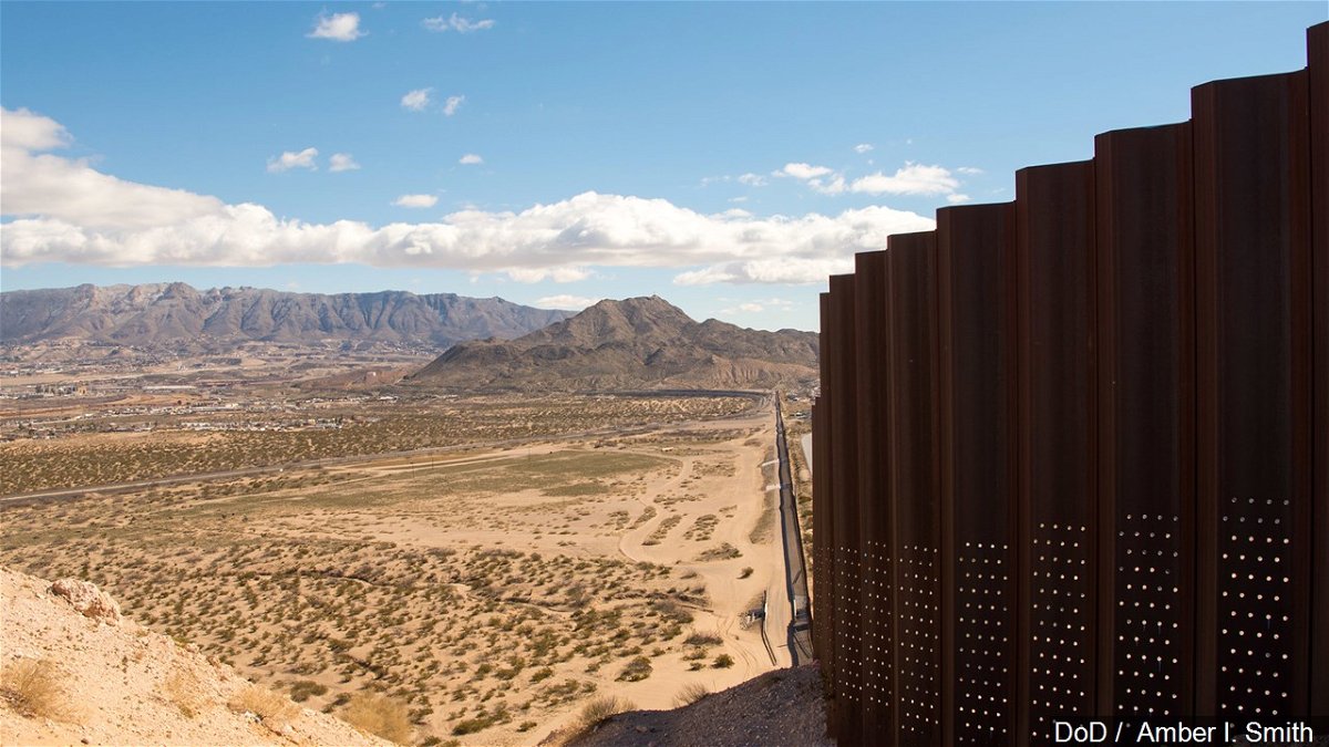 A stretch of border wall along the U.S.-Mexico border.