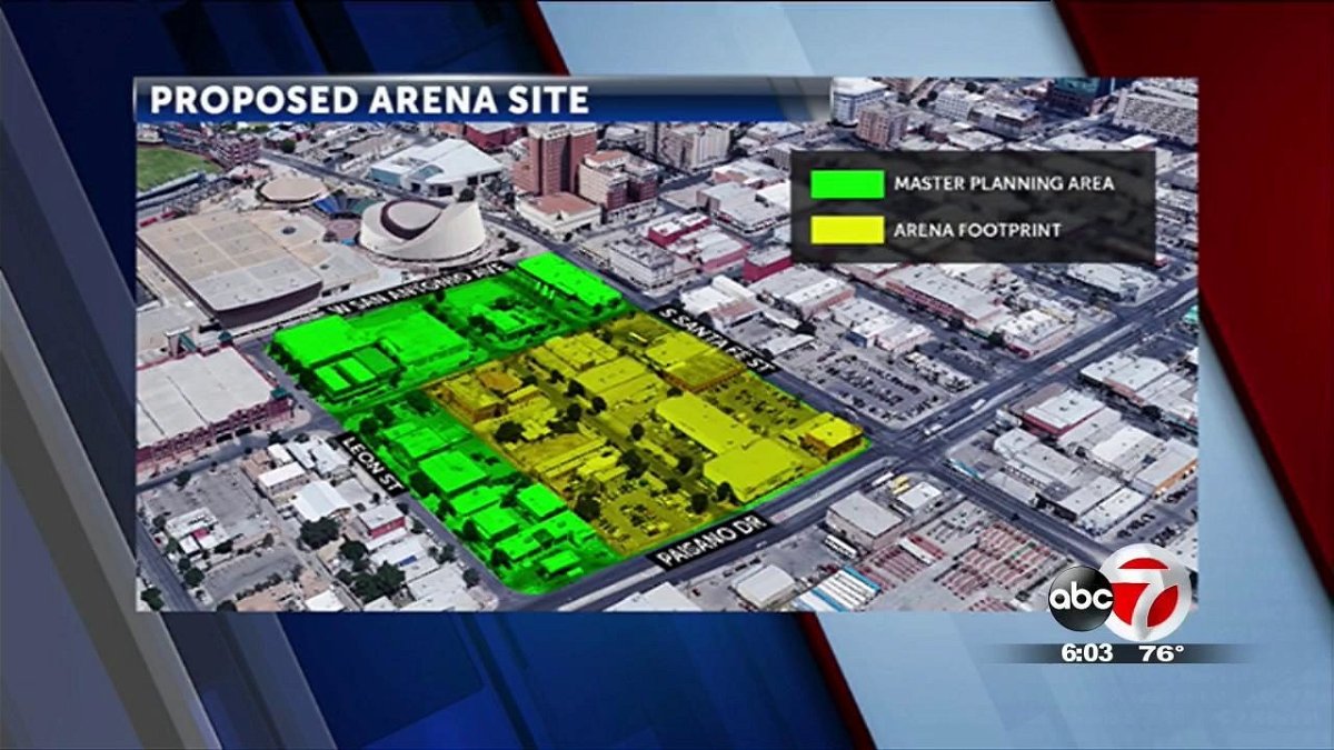 Map shows the proposed Duranguito arena site.