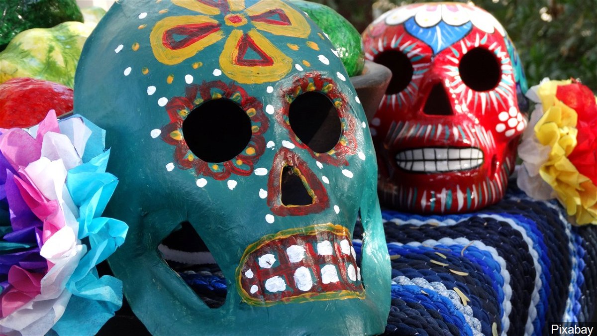 Skeleton imagery abounds at Mexico City for Day of the Dead.