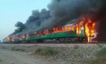 Pakistan burning train