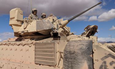 A Bradley crew gets ready for action during the Strike Focus exercise in April at Fort Bliss. (Photo: David Burge/special for KVIA.com)