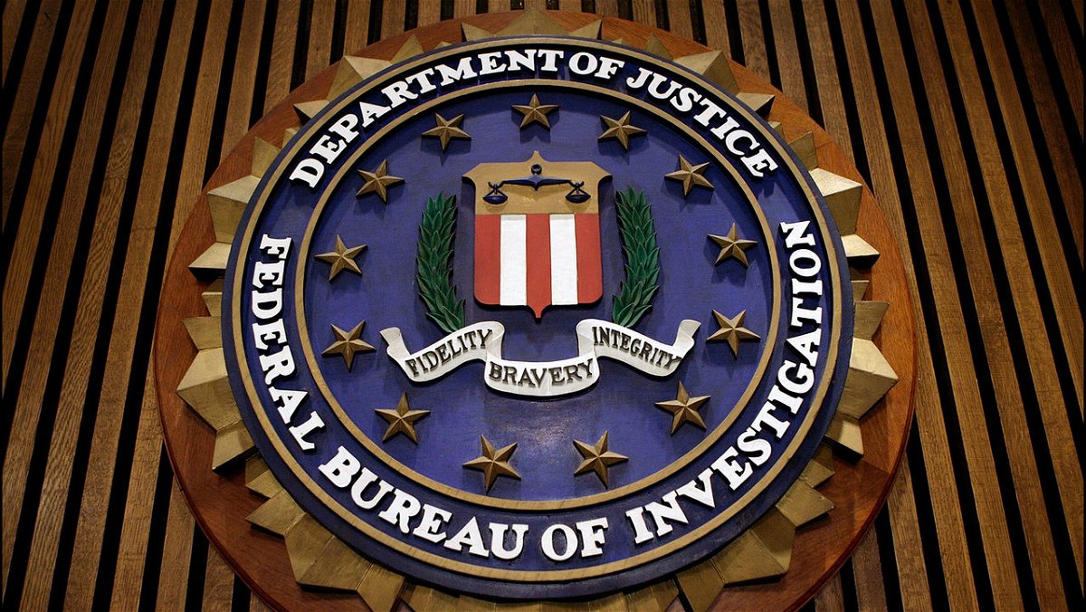 The FBI seal hangs in Washington, D.C.