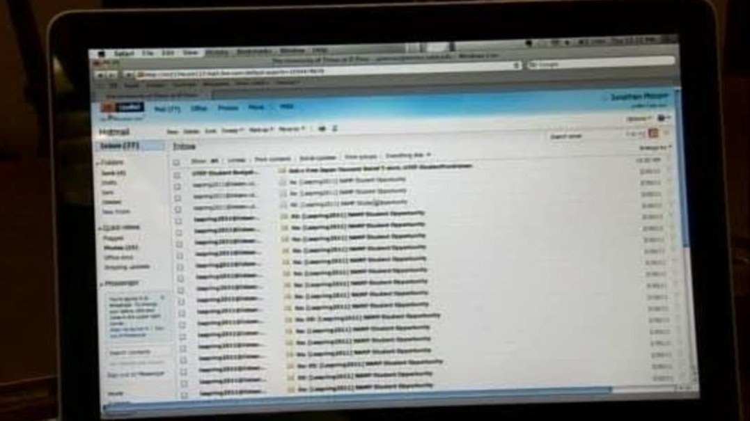 Email inbox on a computer screen.