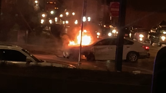 police chase car fire