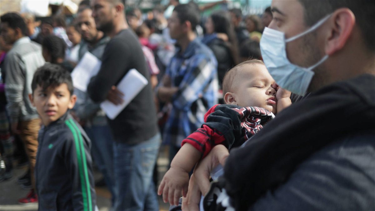 Migrants seeking asylum wait to enter the U.S.