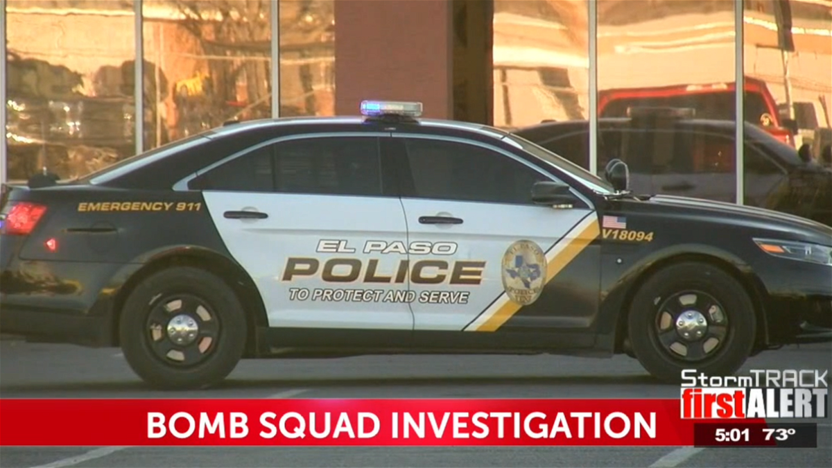 El Paso police at the scene of a shopping center where an explosive device was found.