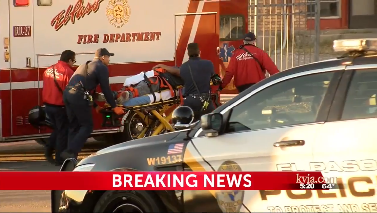 A pedestrian is loaded into an ambulance after being struck by a car in west El Paso.