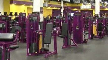 Fitness equipment at a gym.