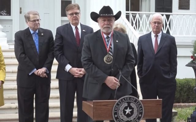 Jack Wilson receives the Governor’s Medal of Courage during a ceremony in Austin.