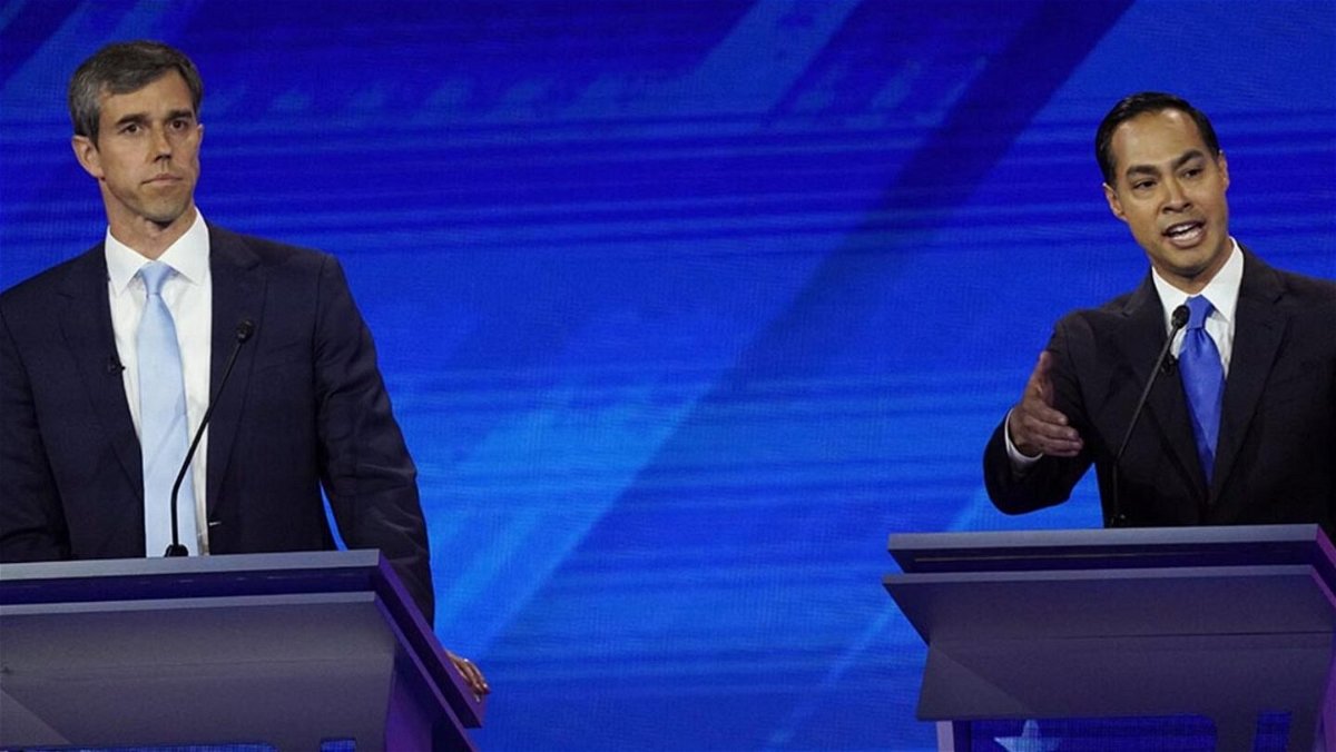 Beto O'Rourke and Julian Castro during a debate before each of them dropped out of the race.