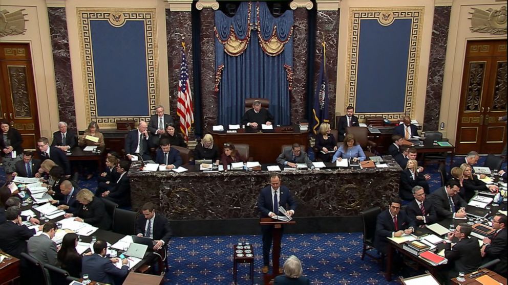 House manager Adam Schiff speaks during the impeachment trial in the Senate.