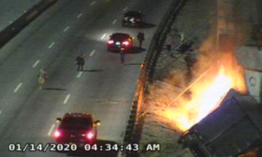 semi-truck fire on I-10 east