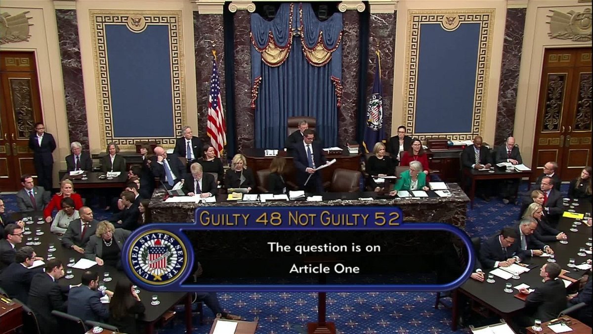 The U.S. Senate votes on the first article of impeachment.
