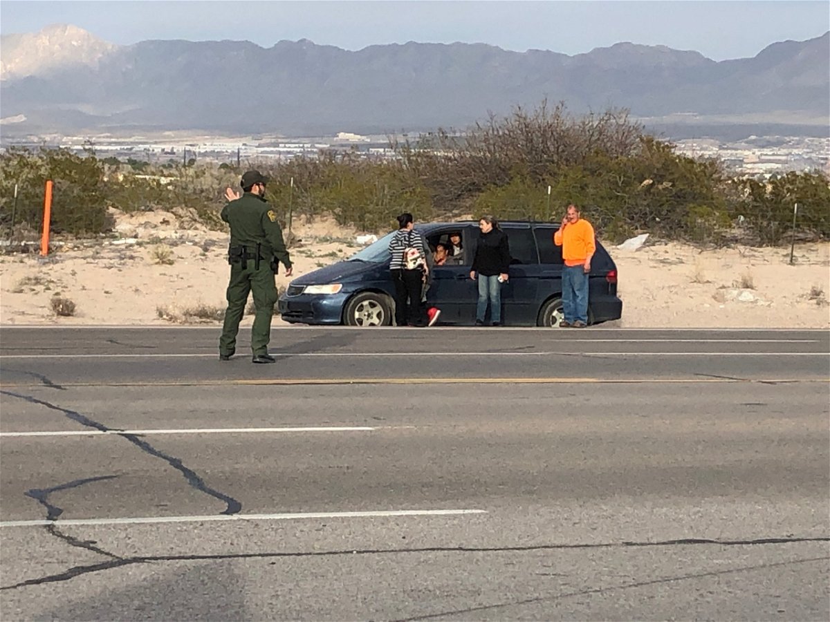 Border Patrol redirects traffic near Santa Teresa High School during a lockdown.