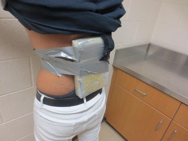 drugs taped to smuggler's back