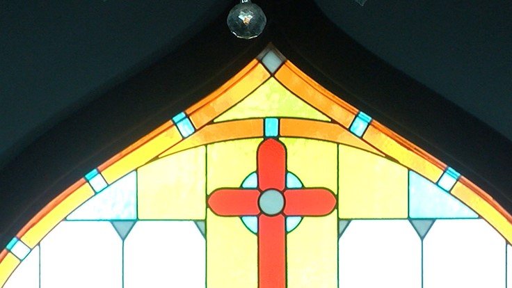 Stained glass window at Saint Nicholas Greek Orthodox Church in El Paso.