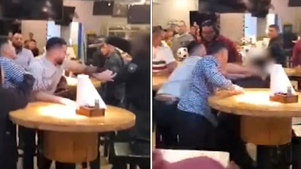 Images from video show the altercation that ended in a shooting inside a Houston sports bar.