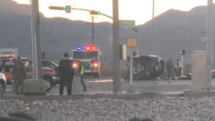7 hurt in fiery rollover crash at busy northeast El Paso intersection
