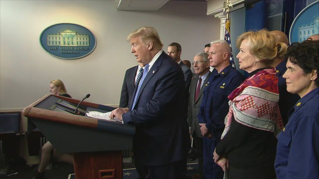 President Trump speaks to Americans, urging them to stop hoarding.