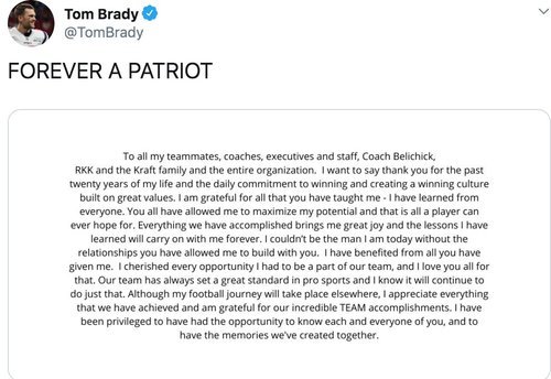 Tom Brady says thank you and goodbye to New England Patriots. Is it a hello  for Tampa Bay? - KVIA
