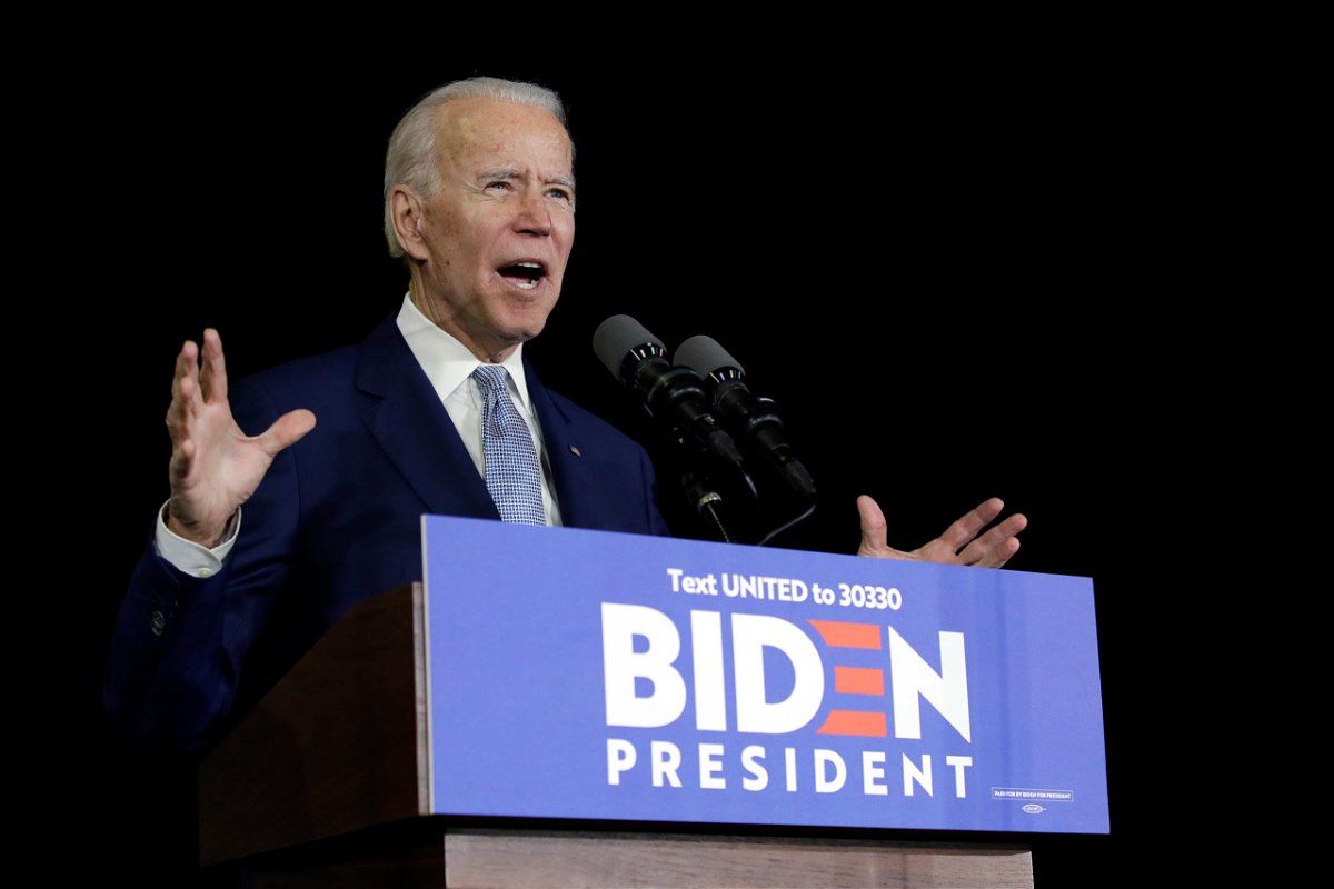 Democratic presidential candidate former Vice President Joe Biden speaks during a Super Tuesday primary election night rally in Los Angeles.