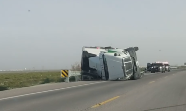 truck blown over