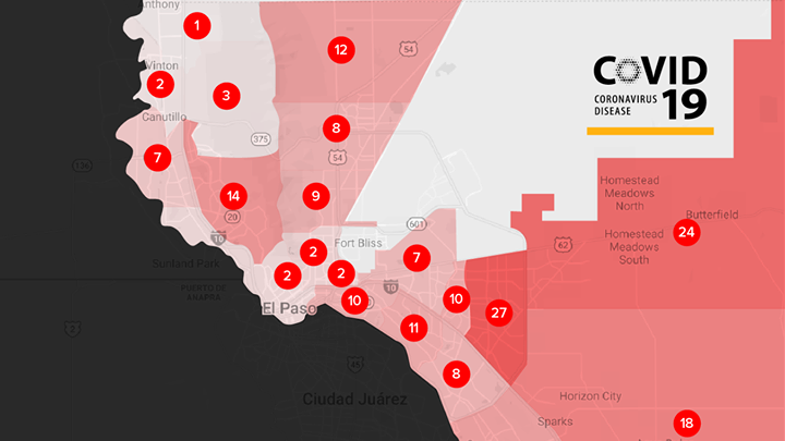 el paso zip code map El Paso S Virus Cases Double In 5 Days Getting Close To 200 See The Locator Map Kvia el paso zip code map