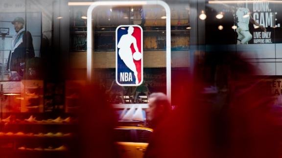 The NBA logo is seen in this file photo.