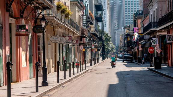 A view of a New Orleans street in the French Quarter area.