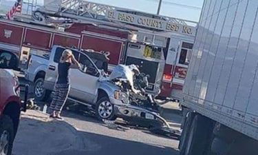 smashed pickup truck