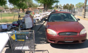 Parents picking up school supplies