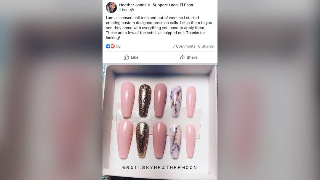 Nail artist's post about self-care on Facebook.