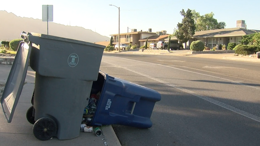 trash and recycling bins