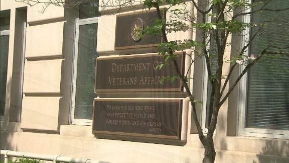 The entrance to the Department of Veterans Affairs building in Washington, DC.