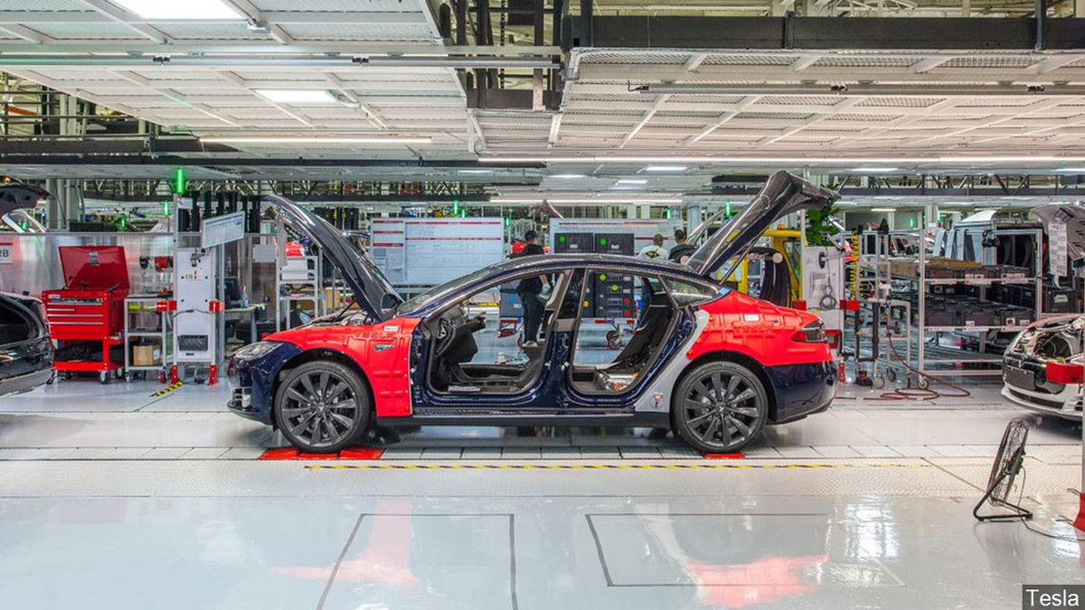 Tesla manufacturing at the company's Fremont, California Plant.