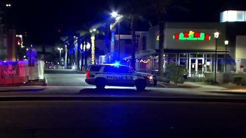 Police at the scene of a shooting in a mall area in Glendale, Arizona.