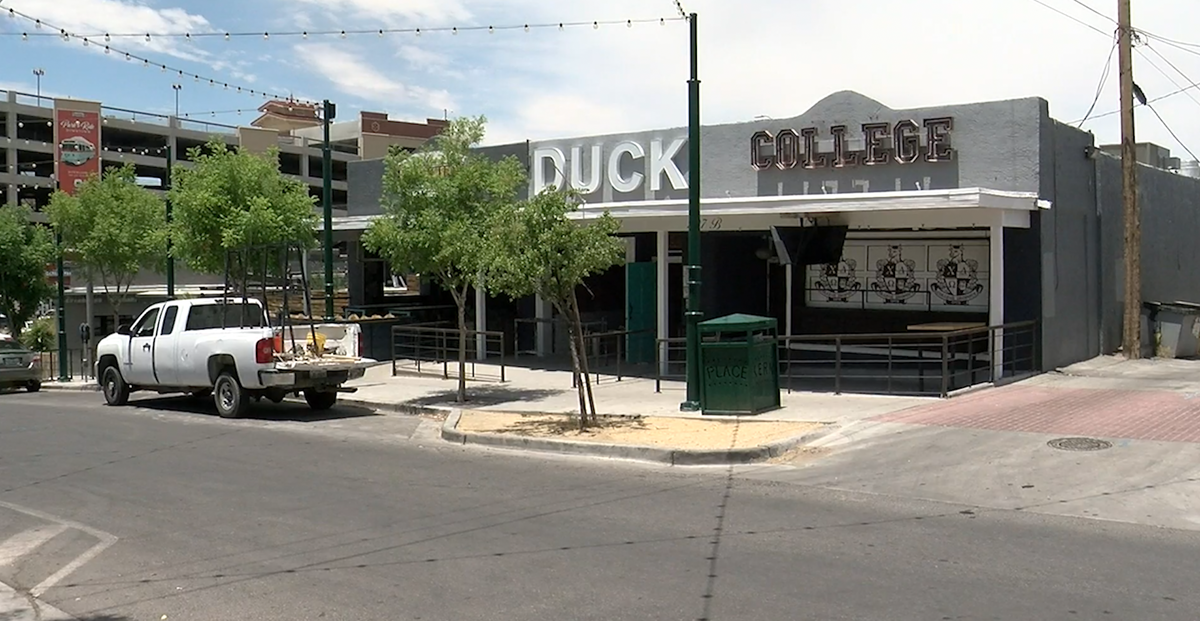 Empty bars in El Paso's Cincinatti entertainment district near UTEP.