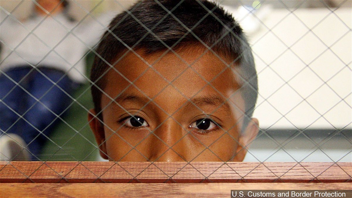 A migrant child being held at the south Texas border is seen in this file photo.