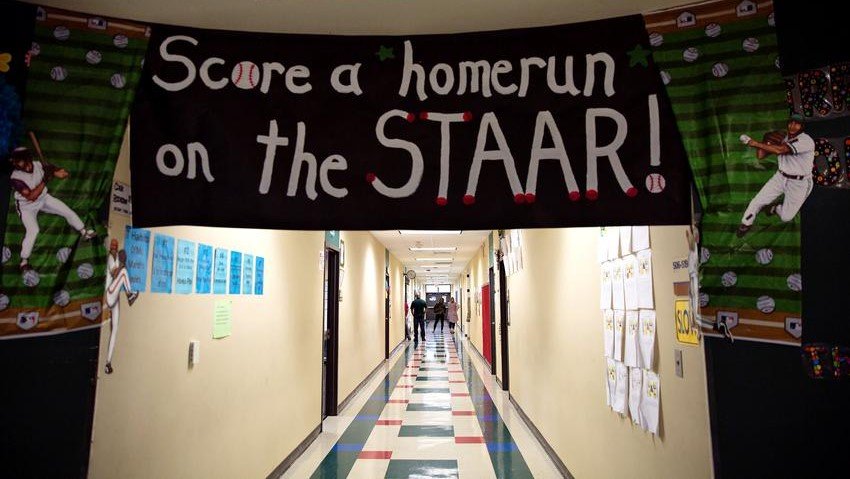 STAAR decorations adorn the hallways of a Texas elementary school in this file photo.