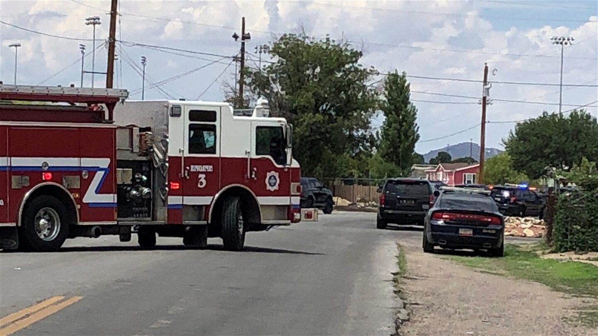 Police and fire crews at the scene of a Las Cruces standoff.