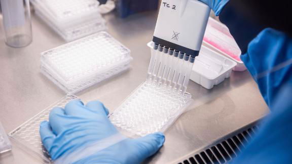 AstraZeneca vaccine doses in a lab.