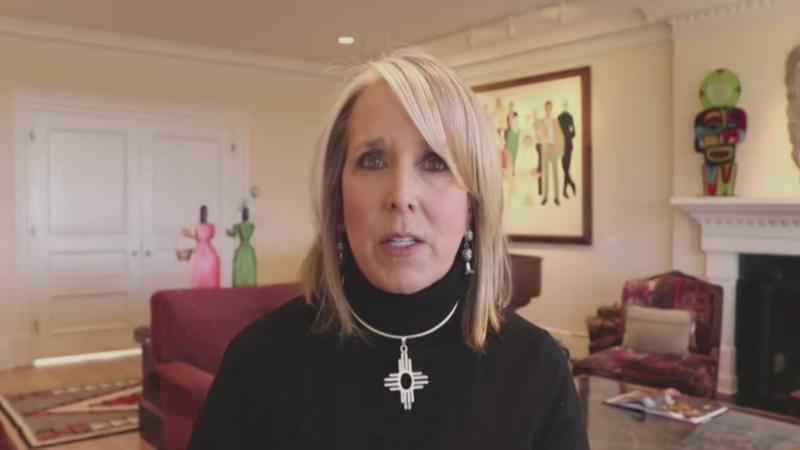 New Mexico Gov. Michelle Lujan Grisham speaks from her residence about Covid-19.