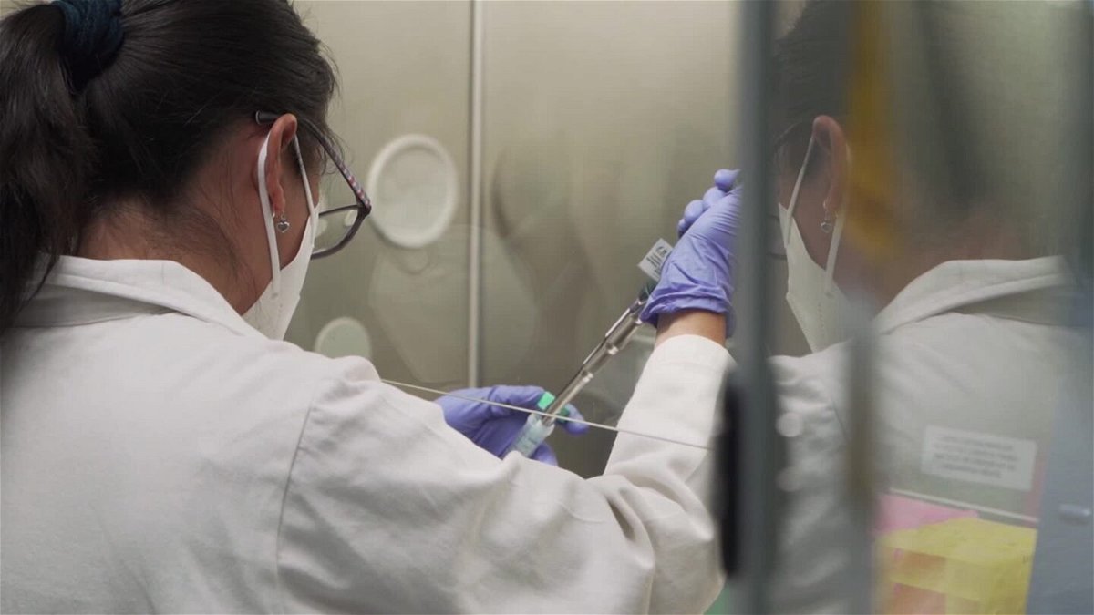 A researcher for Mexican company Neolpharma works with vaccine doses.