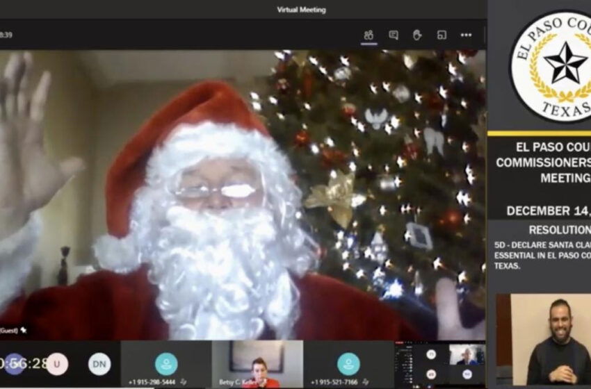 Santa appears during a virtual meeting of El Paso County Commissioner's Court.