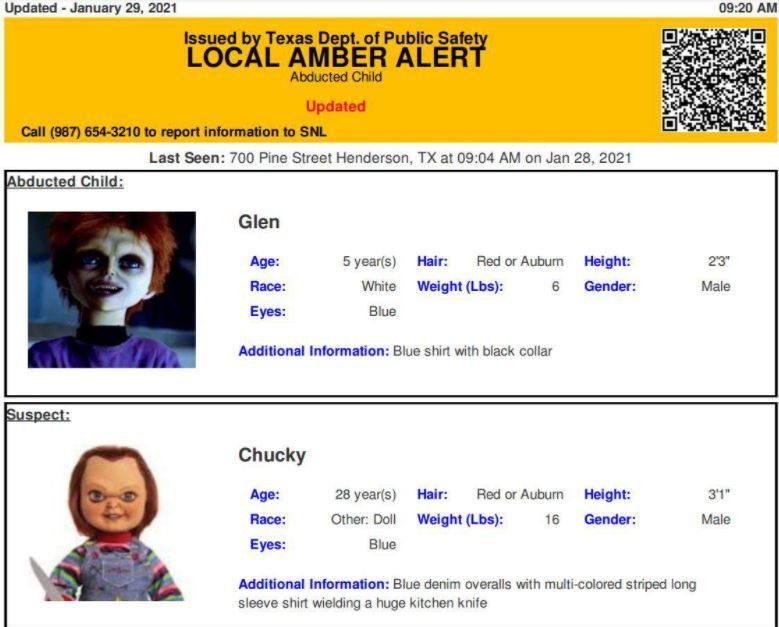 An Amber Alert mistakenly issued by Texas authorities.