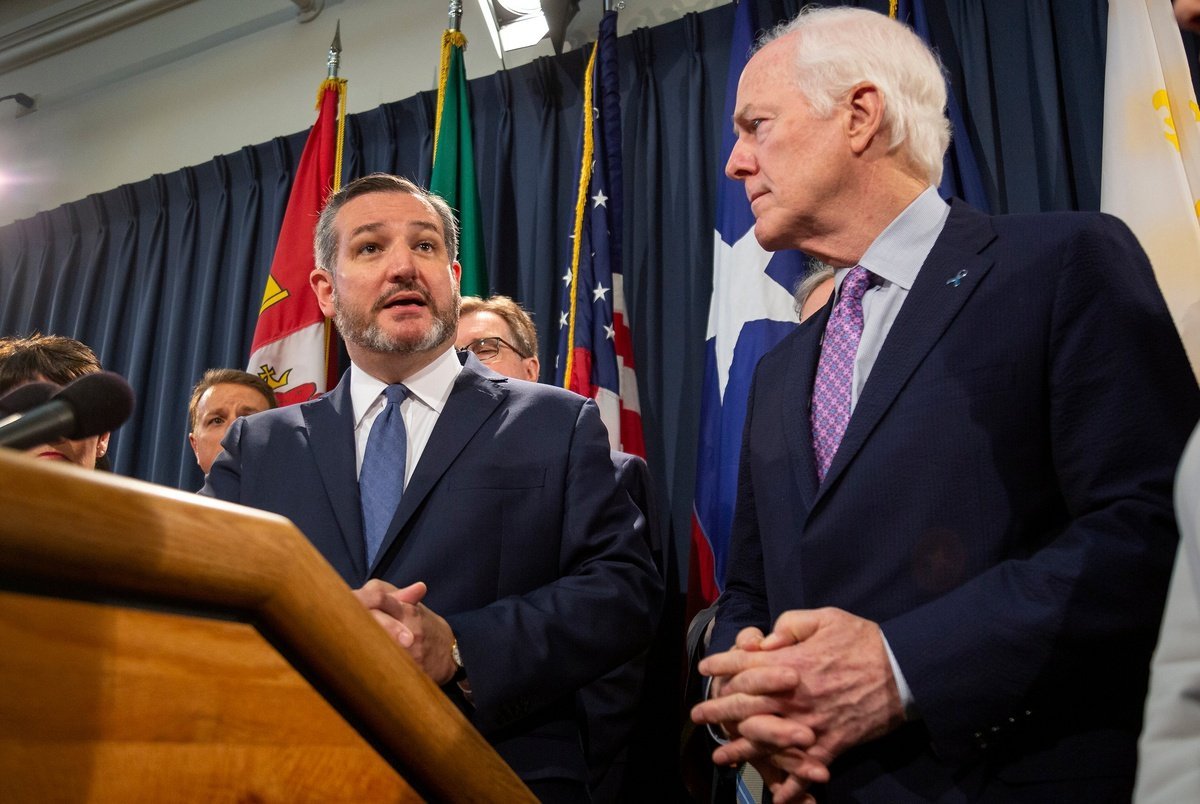 U.S. Sens. Ted Cruz, left, and John Cornyn of Texas.