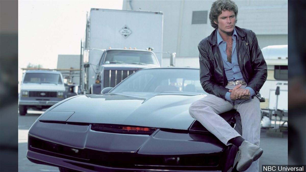 David Hasselhoff as Michael Knight with his talking car 