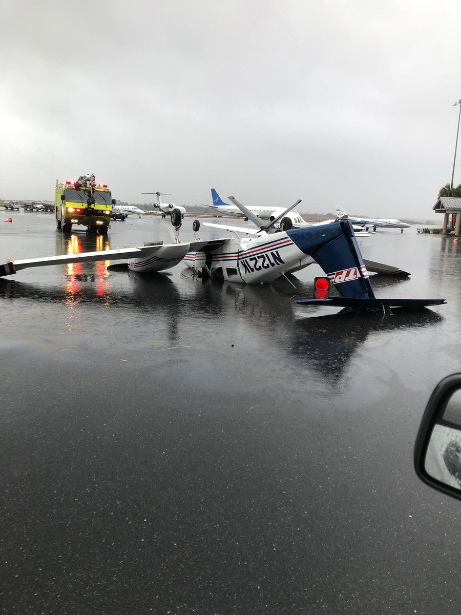 A tornado-spawning storm damaged Tallahassee International Airport.