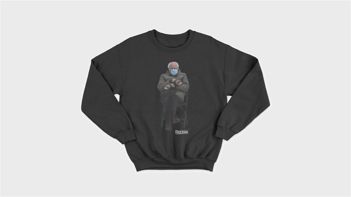 Bernie Sanders turned his inauguration meme into a sweatshirt for charity.