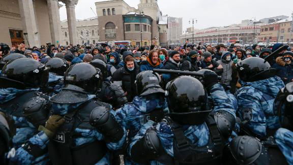 Navalny opposition protests taking place in Russia.
